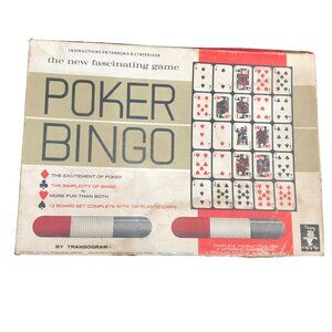 Transogram Poker Bingo Game Complete Set With Boards & Chips 1963 Vintage